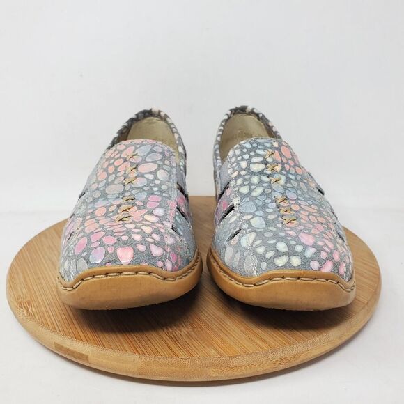 Rieker Shoes Womens 38 Colorful Leather Cut Out Slip On Loafer Comfort - Picture 3 of 13